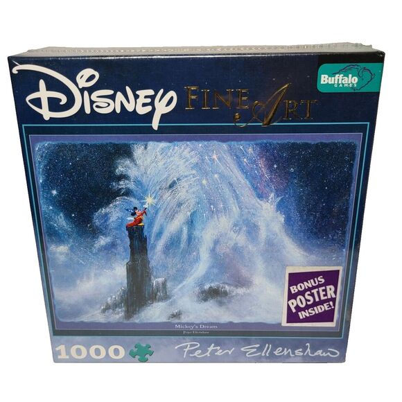 Disney Fine Art 1000 Piece Puzzle Mickey's Dream By Peter Ellenshaw BONUS Poster - Picture 1 of 2